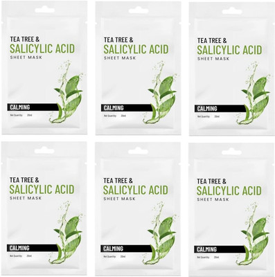 muphin trading company New Professional Cleaning Tea Tree Face Sheet Mask for Anti-Allergy[pack of-6](0.3 g)