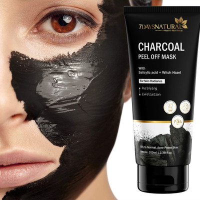 7days natural Activated Charcoal Peel Off Mask For Tan Removal & Detoxifying� With Vitamin-E(100 g)