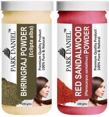 PARK DANIEL Premium Bhringraj Powder & Red Sandalwood Powder Combo Pack of 2 Bottles of 100 gm (200 gm )(200 g)