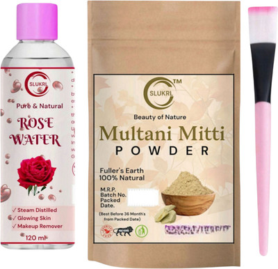 slukrl Skin Care Rose Water Multani Mitti Powder Anti-Blemish Clay Oily Skin Solution(320 g)