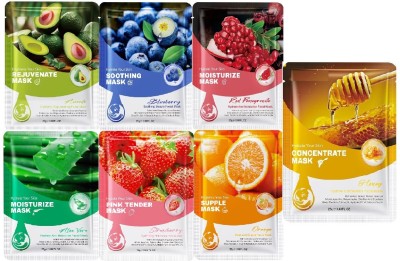 beotua fruit facial sheet mask pack of 7(175 g)