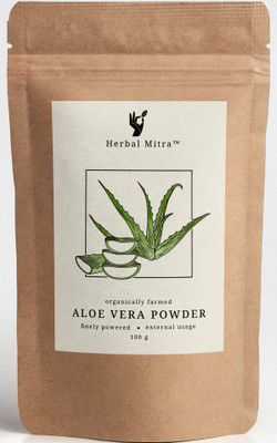 Herbal Mitra Pure Aloe Vera Powder For Hair/Skin-Deep Cleansing, Pimple free, Shiny Skin(100 g)