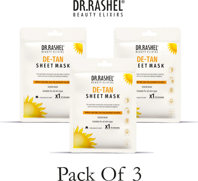 Dr. Rashel DR.RASHEL DE-TAN SHEET MASK WITH SERUM THAT IMPROVE SKIN TONE, FIGHT TAN & REJUVENATE DULLNESS (PACK OF 3) - 20g*3(60 g)