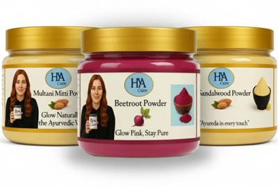 hya cure Triple Glow Pack – Complete Glow Care (Multani + Sandalwood + Beetroot)(400 g)