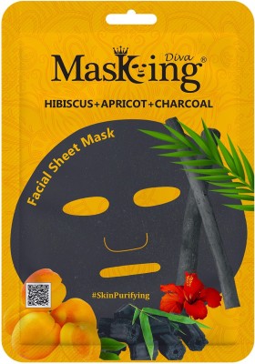 MasKing Diva Hibiscus, Apricot & Charcoal Facial Sheet Mask Pack Of 1(25 ml)