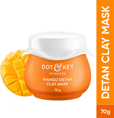 Dot & Key Mango Detan Clay Mask for New-age 'ubtan' to visibly reduce tan,Fades Dark Spots(70 g)