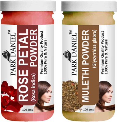 PARK DANIEL Premium Rose Petal Powder & Mulethi Powder Combo Pack of 2 Bottles of 100 gm (200 gm )(200 g)