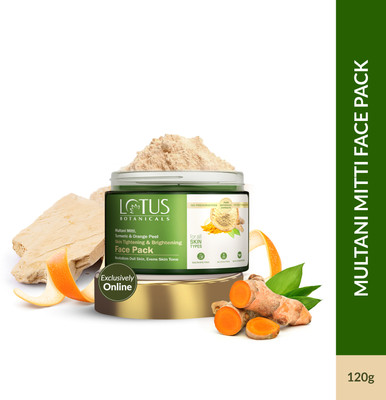 Lotus Botanicals Multani Mitti, Turmeric & Orange Peel Skin Tightening & Brightening Face Pack(120 g)