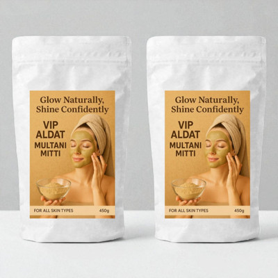 VIP ALDAT Herbal Multani Mitti Powder for Radiant Bright Face – Pack of 2 (2×450g)(900 g)