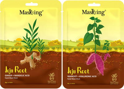 MasKing Skin glowing and fairness Jeju Root Facial Sheet Mask,Face Serum Mask, 20Ml each(40 g)
