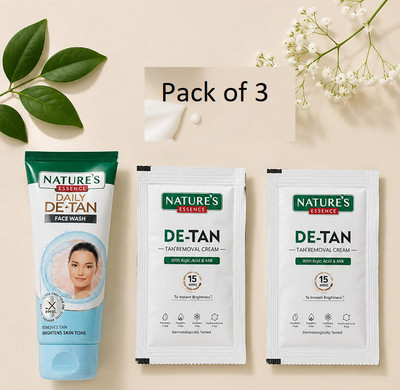 Nature's Essence Daily Detan Face Wash With De-Tan Removal Cream Pack of 3(70 ml)