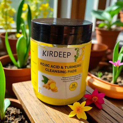 kirdeep Kojic Acid & Turmeric Cleansing Pads for Skin Brightening, Glowing skin(50 g)