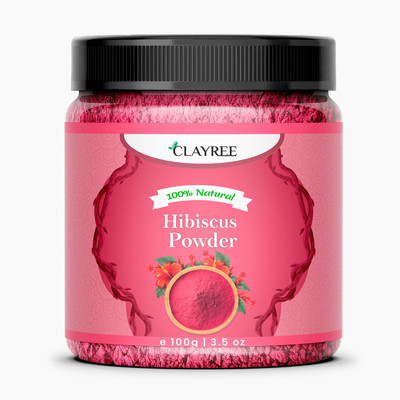 Clayree Natural Hibiscus Powder for Hair & Face Pack | Anti-Dandruff & Anti-Hair Fall(100 g)