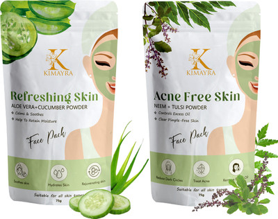 KIMAYRA Aloevera + Cucumber & Neem + Tulsi Face Pack Powder For Clear Pimple-Free Skin(150 g)