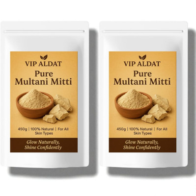 VIP ALDAT Multani Mitti Glow Stellar Crown Herbal Premium Radiant Glow Pack 2 (2×450g)(900 g)