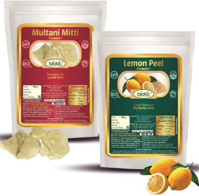 biotic Multani Mitti and Lemon Peel Powder - combo 100 g Each(200 g)