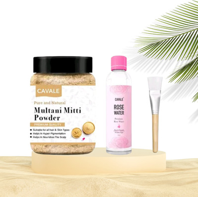 cavale multaani mitti face pack powder 200GM, Rose Water 120ml , Brush face pack(320 g)