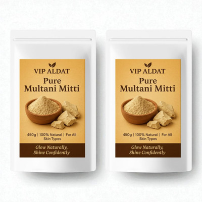 VIP ALDAT Multani Mitti Glow Herbal Skin Brightening Face Pack (450g × 2 = 900g)(900 g)
