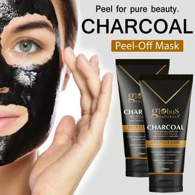 Globus Naturals Activated Charcoal Peel Of Mask For Women, Removing Blackheads, Set of 2(200 g)