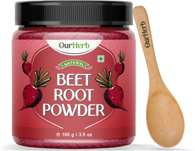 OurHerb Pure & Natural Beetroot powder for Health, Skin & Hair with Wooden Spoon - 100g(100 g)