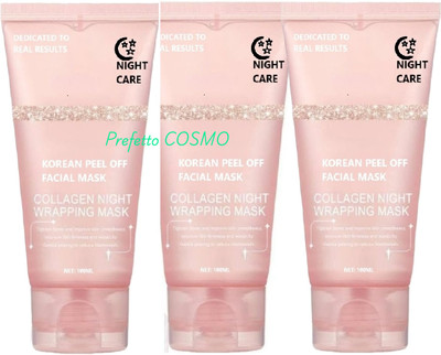 Prefetto COSMO Collagen Night Mask Pack of 3 for Skin Renewal & Firming(300 ml)