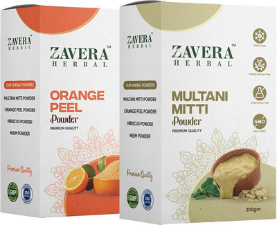 Zavera Herbal Multani Mitti & Orange Peel Powder Combo Pack for Skin & Hair Care(400 g)