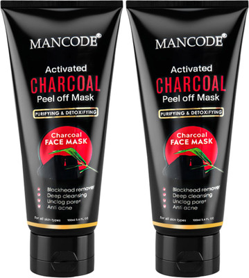 MANCODE Charcoal Peel Off Mask for Men Detoxifies Skin, Deep Cleansing Black Face Mask(200 ml)