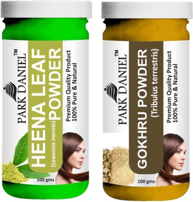 PARK DANIEL Premium Henna Leaf Powder & Gokhru Powder Combo Pack of 2 Bottles of 100 gm (200 gm )(200 g)