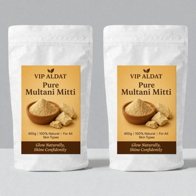 VIP ALDAT Multani Mitti Herbal Natural Shine Glow Brightness Pack 2 (2×450g)(900 g)
