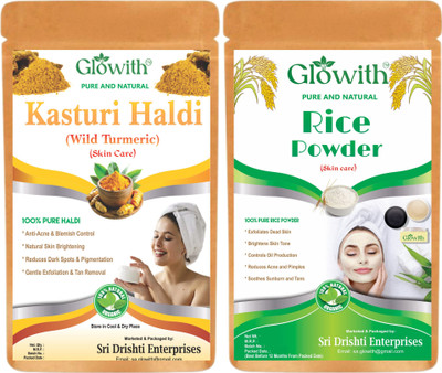 Glowith Kasturi Haldi & Rice Powder for Face Pack – 100g Each | Natural Skin Care(200 g)