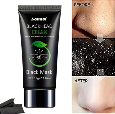 Sonavi Charcoal Face Mask for Glowing Skin – Oil Free Look & Blackhead Removal(60 g)