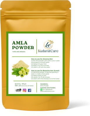 Kudarat Care Pure & Organic Amla Powder for Skin Glow & Hair Strengthening (100g)(100 g)