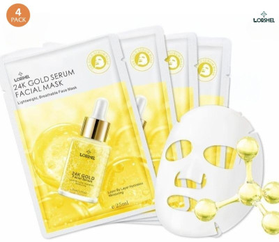 LORSHEL 24 k Gold Face Mask Bio 24 k Gold Face Sheet Mask Firm Elasticity(100 ml)
