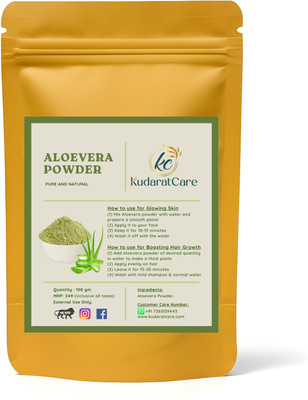 Kudarat Care Pure & Natural Aloevera Powder for Glowing Skin & Hair Growth (100g)(100 ml)