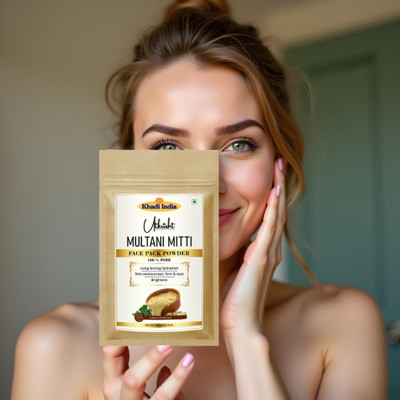 Utkrisht Khadi Multani Mitti Face Pack Powder for Youthful Glow and Herbal Balance(100 g)