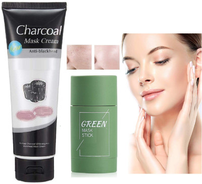 Arcanuy Face Cleansing Mud Mask Stick Green Tea & Charcoal peel off Mask(2 Items in the set)