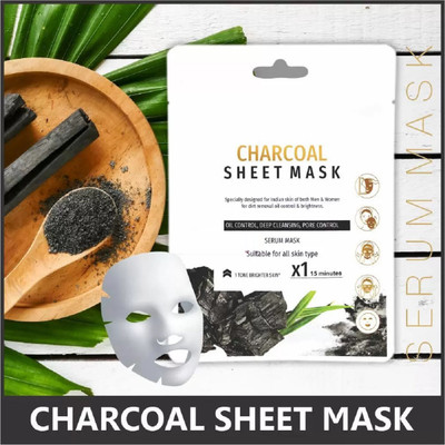 GABBU Korean Charcoal Face Sheet Mask With Serum For Women and Men(20 g)