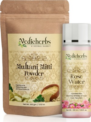 Vedicherbs Multani Mitti Powder with Rose Water Face Pack for Skin Whitening(200 g)