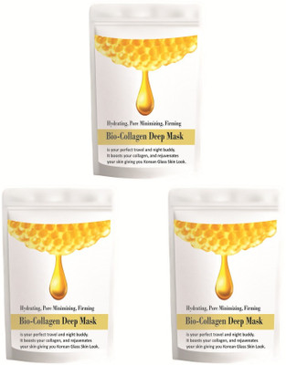 Pink Square Collagen Face Mask|Bio-Collagen Deep Mask|Deep Collagen Overnight Mask Pack of 3(34 g)