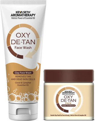 KEYA SETH AROMATHERAPY Oxy De Tan Clay Foaming Facewash & Face Pack Combo Removes Tan & Dead Cells(150 ml)