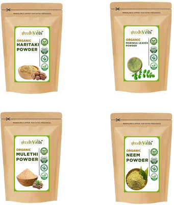 Shudhveda Organic Haritaki, Mulethi, Neem & Moringa Leaves Powder-Combo Pack (100g*4)(4 g)