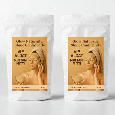 VIP ALDAT Multani Mitti Herbal Glow Radiance Skin Bright Pure Detox Pack 2 (2×450g)(900 g)