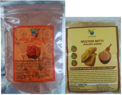 QYKKARE Natural Rose Powder and Multani Mitti Face Pack(200 g)