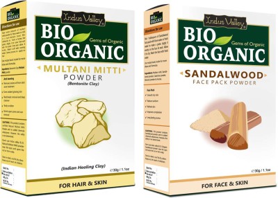 Indus Valley BIO Organic Multani Mitti & Sandalwood Face Pack Powder Combo Skin & Face Care(60 g)