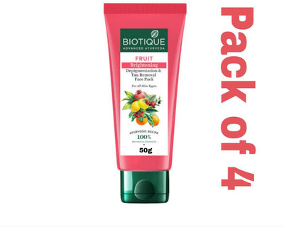 BIOTIQUE Fruit Brightening Depigmentation & Tan Removal Face Pack 50gm (Pack of 4)(200 g)