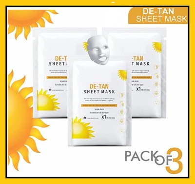 KA-KAIASHA BEST SKIN CARE PRODUCT DE-TAN TAN REMOVAL FACE SHEET MASK PACK OF 3 (60ML)(60 ml)