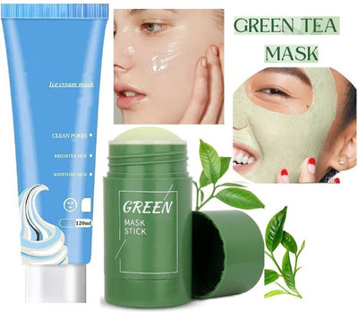 Luster Shine 1 Green Tea Cleansing Mask Purifying Mask , 1 Ice Cream Mask(160 ml)