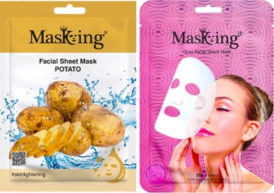 MasKing Potato and glow Facial sheet mask for Glowing skin, men and women pack of 2(40 ml)