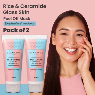 GLAMVEDA Rice & Ceramide Brightening Peel Off Mask ( Pack Of 2 ) | Paraben Free(200 g)