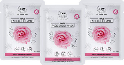 TNW - The Natural Wash Set of 3 Rose Face Sheet Mask | Hydrating | Soothing| All Skin Types(60 g)
